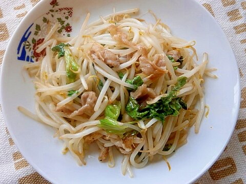 ラーメンスープで！豚もやし炒め